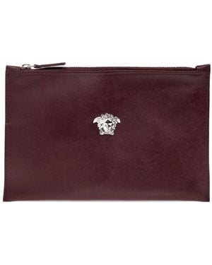 Versace Medusa-Head Zip Clutch Bag - Purple