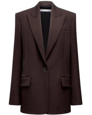 Another Tomorrow Wool Tailored Oversized Peak-Lapel Jacket - Brown