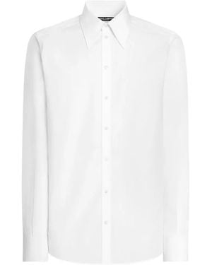 Dolce & Gabbana Pointed-Collar Long-Sleeve Shirt - White