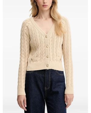 Guess Button-Up Cable-Knit Cardigan - Blue