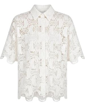 MEIMEIJ Chemise En Dentelle À Bords Festonnés - White