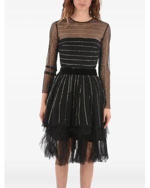 Philipp Plein Rhinestone-Embellished Tulle Party Dress - Black