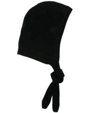Soft Goat Bonnet En Maille Côtelée À Fermeture Nouée - Black