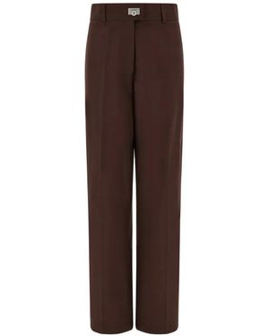 Ferragamo Gancini-Detail Tailored Pants - Brown