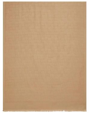 Ferragamo Jacquard-Schal mit Fransen - Natur