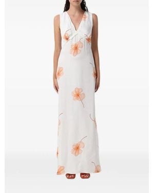 Mar De Margaritas Floral-Print Ruffled Dress - White