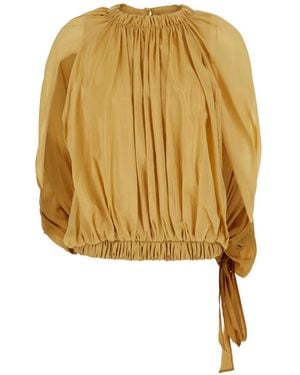 Semicouture Zavia Gathered Tie-Fastening Blouse - Yellow