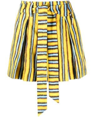 Roberto Cavalli ストライプ タイウエスト リネンショートパンツ - イエロー
