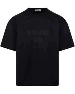 A PAPER KID Logo Print T-Shirt - Black