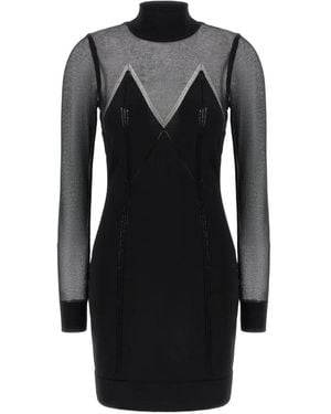 Elisabetta Franchi High-Neck Long-Sleeves Mini Dress - Black