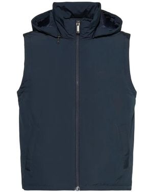 Calvin Klein Hooded Logo-Print Gilet - Blue
