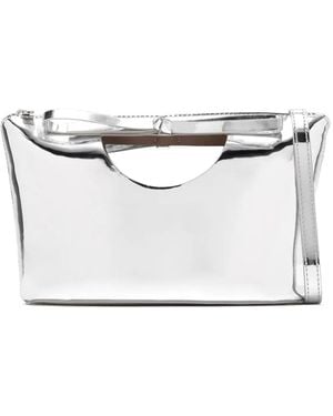 STUDIO AMELIA Metallic Cut-Out Clutch Bag - White