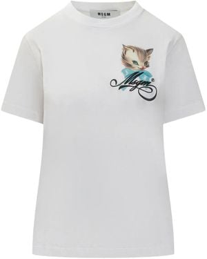 MSGM Cat-print T-shirt - Weiß