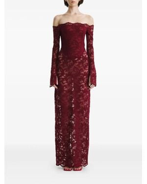 2310 STUDIO Lace Off-Shoulder Maxi Dress - Red