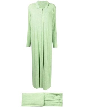 Bambah Knitted Long Dress-Trousers Set - Green