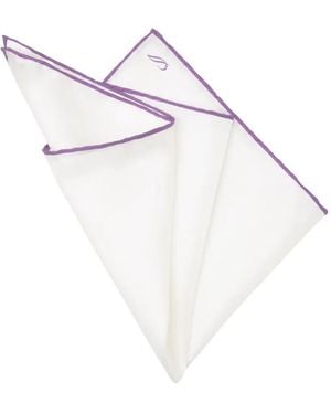 Elizabetta Mont Blanc Hand-Rolled Pocket Square - White