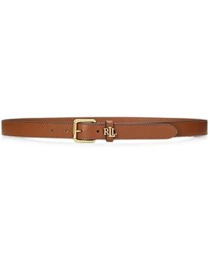 Ralph Lauren Logo-Plaque Leather Belt - White
