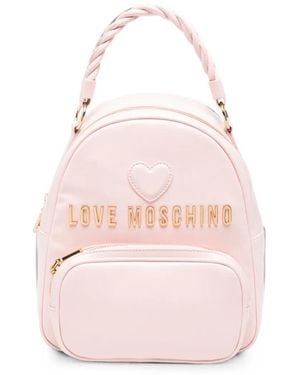Love Moschino Logo-Plaque Heart-Patch Backpack - Pink