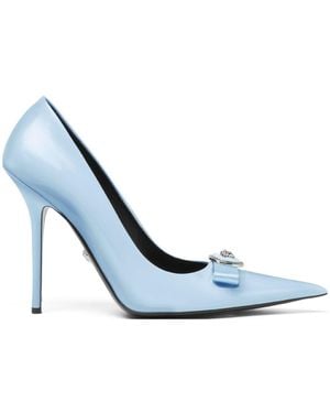 Versace Gianni Ribbon 120mm レザーパンプス - ブルー