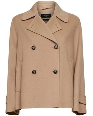 Weekend by Maxmara Double-Breasted Welt-Pocket Coat - Natural