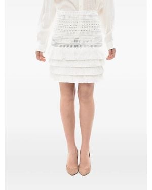 Givenchy Crochet-Knit Fringe-Detail Mini Skirt - White