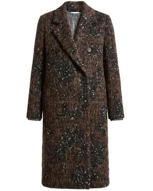 Peserico Double-Breasted Sequin-Embellished Coat - Brown