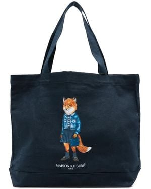 Maison Kitsuné Dressed Fox Tote Bag - ブルー
