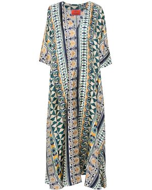 La DoubleJ Muumuu Geometric Silk Dress - Green