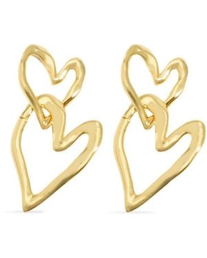 Bimba Y Lola Double Heart Earrings - Metallic