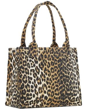 Ganni Bolso shopper con estampado de leopardo - Negro