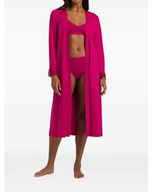 Hanro Lace-Trim Robe - Pink