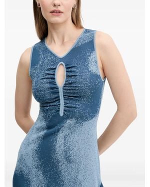 Desigual Gathered-Detail Midi Dress - Blue