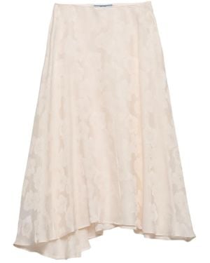 Prada Jacquard Floral Midi Skirt - Natural