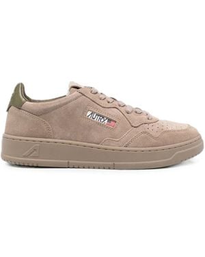 Autry Perforated Logo-Patch Trainers - Natural