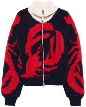 Charles Jeffrey Knitted Zip Puffer Jacket - Red