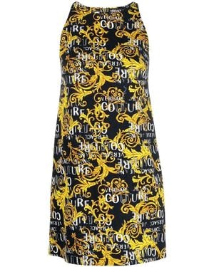 Versace Jeans Couture Logo Couture-Print Sleeveless Minidress - Yellow