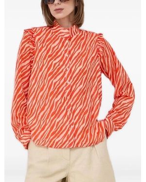 Notes Du Nord Zebra-Print Ruffled Blouse - Red