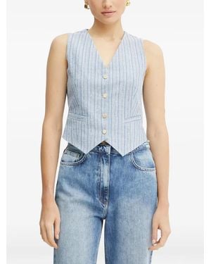Fracomina Striped Buttoned Waistcoat - Blue