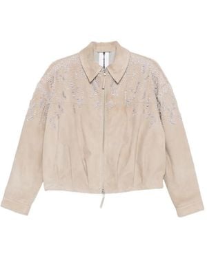 S.W.O.R.D Embellished Bomber Jacket - Natural