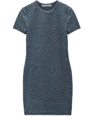 Alexander Wang Short-Sleeve Logo-Embossed Dress - Blue