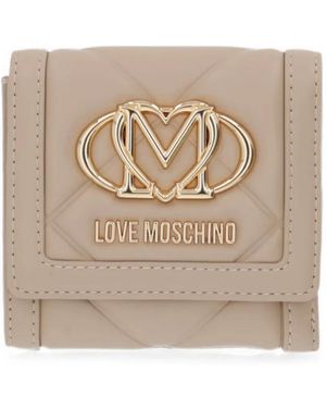 Love Moschino Logo-Plaque Quilted Wallet - Natural