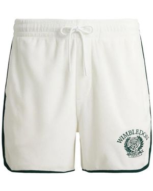 Polo Ralph Lauren Embroidered Striped Jersey Trim Shorts - White