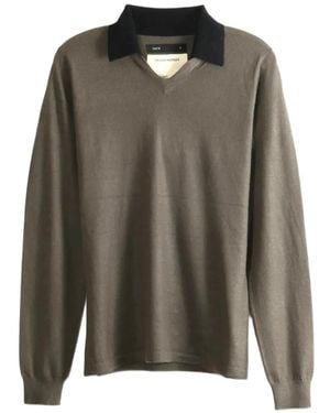 Frenckenberger Contrast-Collar V-Neck Sweater - Green