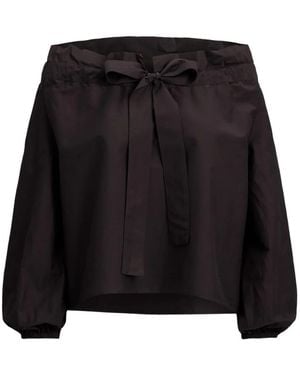 Polo Ralph Lauren Tie-Front Puff-Sleeve Blouse - Black