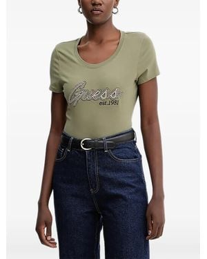 Guess Logo-Embellished T-Shirt - Blue