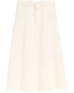 Ami Paris Cream Cotton Long Skirt - Natural
