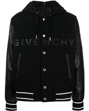 Givenchy Logo Hooded Wool-Blend Varsity Jacket - Black