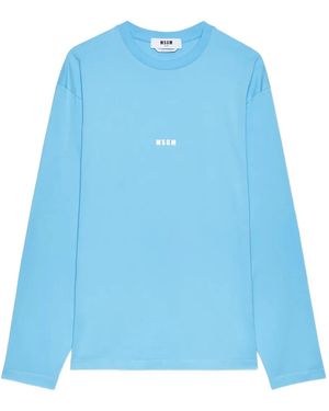 MSGM T-Shirt A Maniche Lunghe - Blu