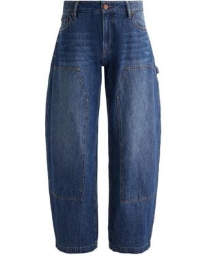 Alice + Olivia Andie Katoenen Jeans Met Whisker-Effect - Blauw