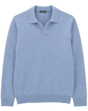 BOGGI Gestricktes Poloshirt Aus Wolle Und Kaschmir - Blau
